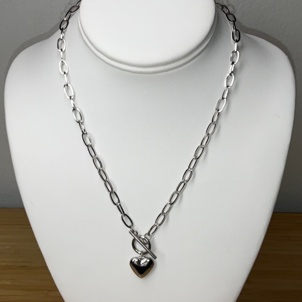Heart Toggle With Paperclip Chain Necklace